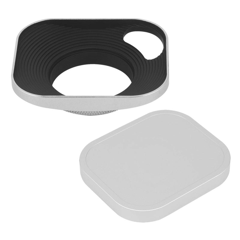 Haoge LH-W39P 39mm Square Metal Screw-in Lens Hood Hollow Out Designed with Cap for Leica Rangefinder Camera with 39mm E39 Filter Thread Lens Silver