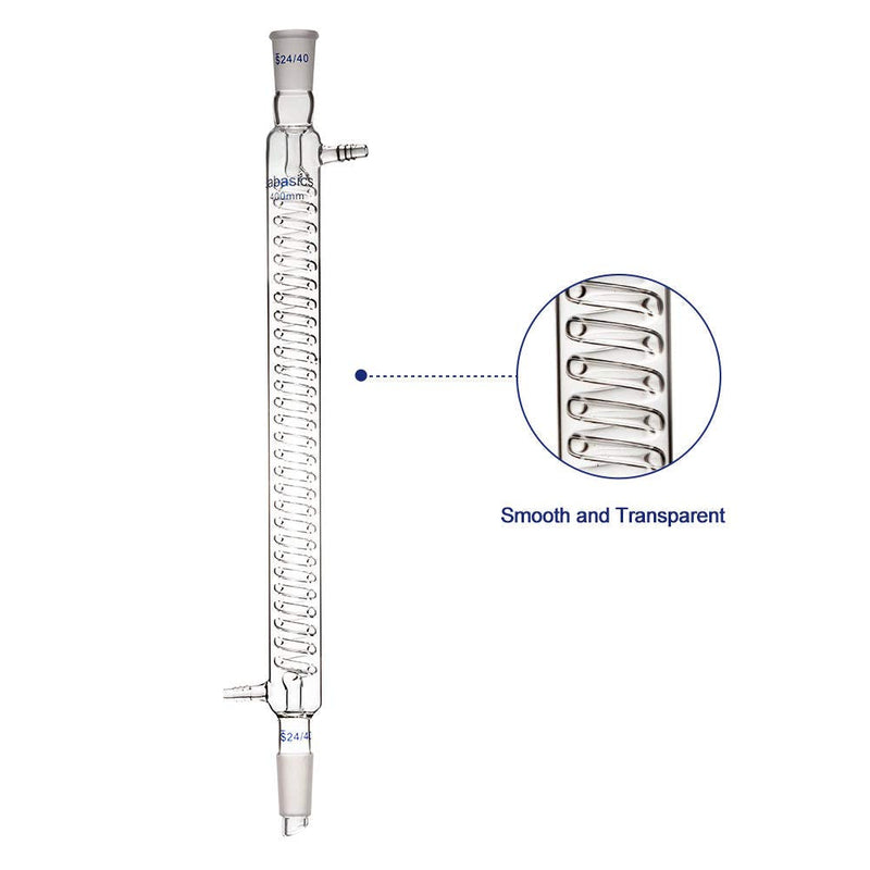 Labasics Borosilicate Glass Graham Condenser with 24/40 Joint 400mm Jacket Length Lab Glass Condenser 400 mm