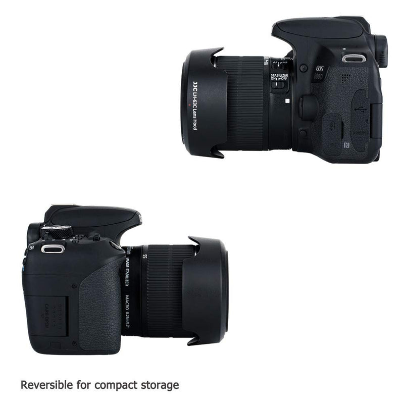Reversible Lens Hood Shade Protector for Canon EF-S 18-55mm F3.5-5.6 IS STM & EF-S 18-55mm F4-5.6 IS STM Lens on Camera Rebel T8i T7i T6i T5i SL3 SL2 EOS 90D 80D 77D 70D 850D 800D Replace Canon EW-63C