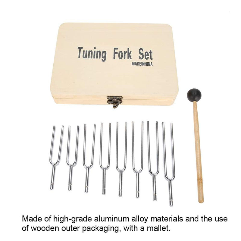 Tuning Fork Kit, 8 Different Frequency Tuning Fork Set With Wooden Outer Packaging And Hammer, For Physics Classes Music Room Music-Making Accessories And Sound Healing Musical Instrument