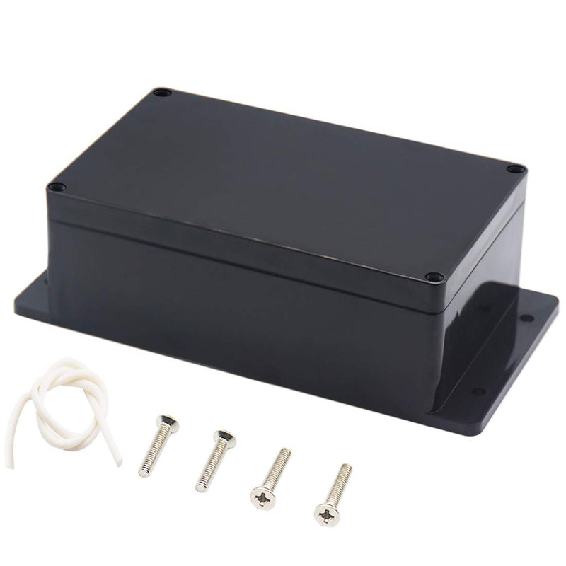Junction Box, Zulkit Project Box Waterproof Dustproof IP65 ABS Universal Electrical Boxes Enclosure with Fixed Ear Black 7.87 x 4.72 x 2.95 inch (200 x 120 x 75 mm)(Pack of 2) 7.87" x 4.72" x 2.95"(Pack of 2)