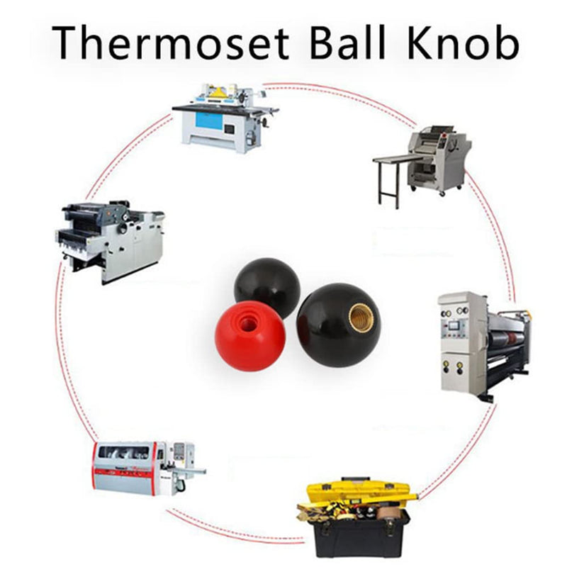 [AUSTRALIA] - Othmro 5Pcs Threaded Ball Knobs, 1.57Inch Dia 0.31Inch Thread M8 Female Thread Black Bakelite Handle Thermoset Ball Knob for Lawn Mowers Exercise Equipment Machinery Valves Spigots (AM8x40) M8*40mm 