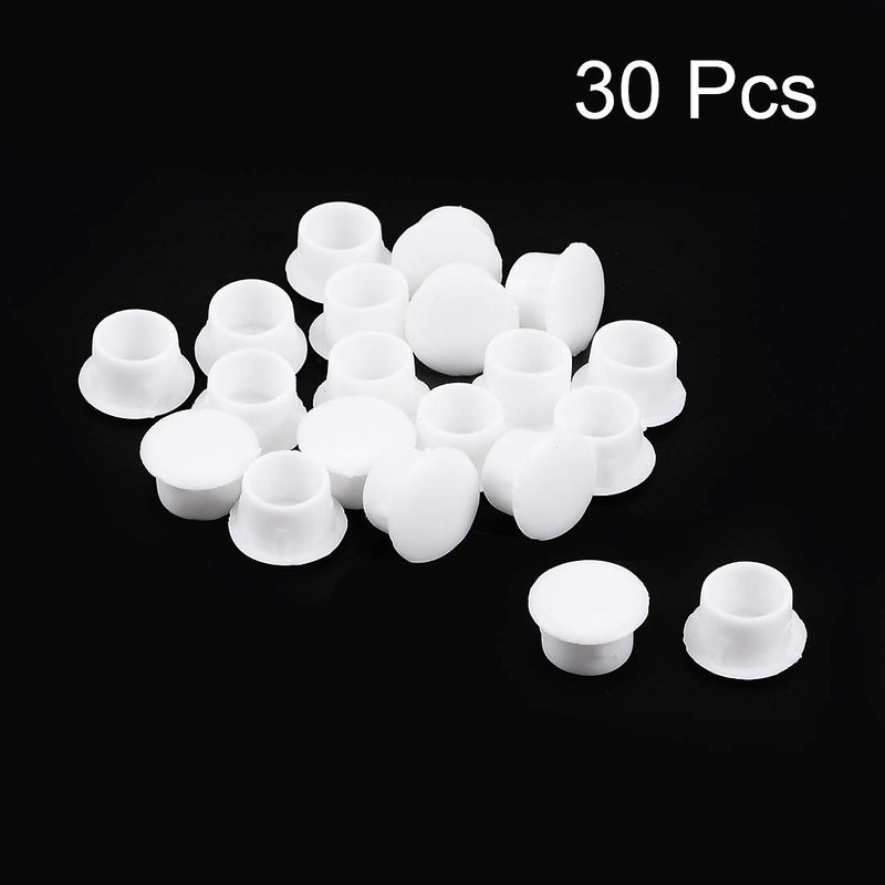 uxcell Shelf Peg Hole Plugs 10mm Dia White Plastic Tube Cover for Nail Cabinet Button Bracket Cupboard Bookshelf Bookcase Adjustable Shelf Closet, 30Pcs