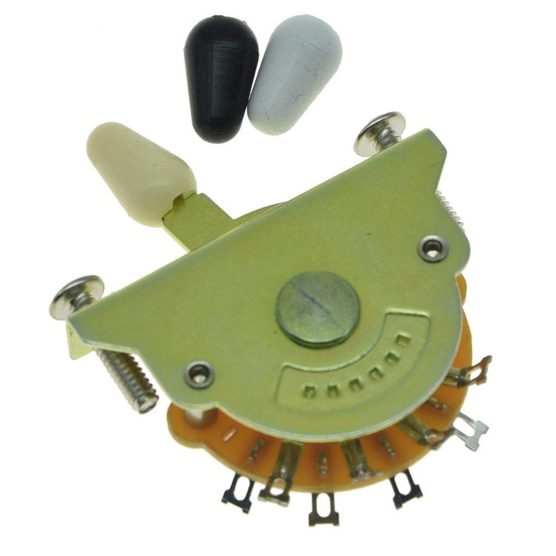 KAISH Guitar 5-Way Pickup Selector Switch Pickup Switch with Black/Ivory/White Tips and Mounting Screws for Strat