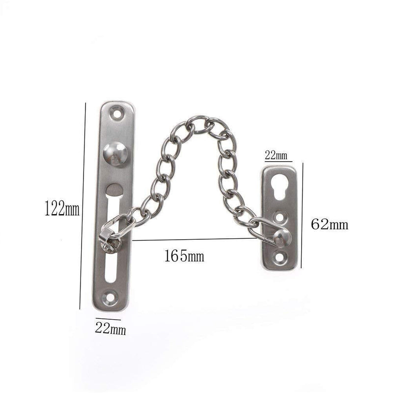 dingchi Stainless Steel Chain Door Guard, Heavy Duty Door Chain Lock with Spring Anti-Theft Press Lock for Houses, Offices, Apartments, Silver