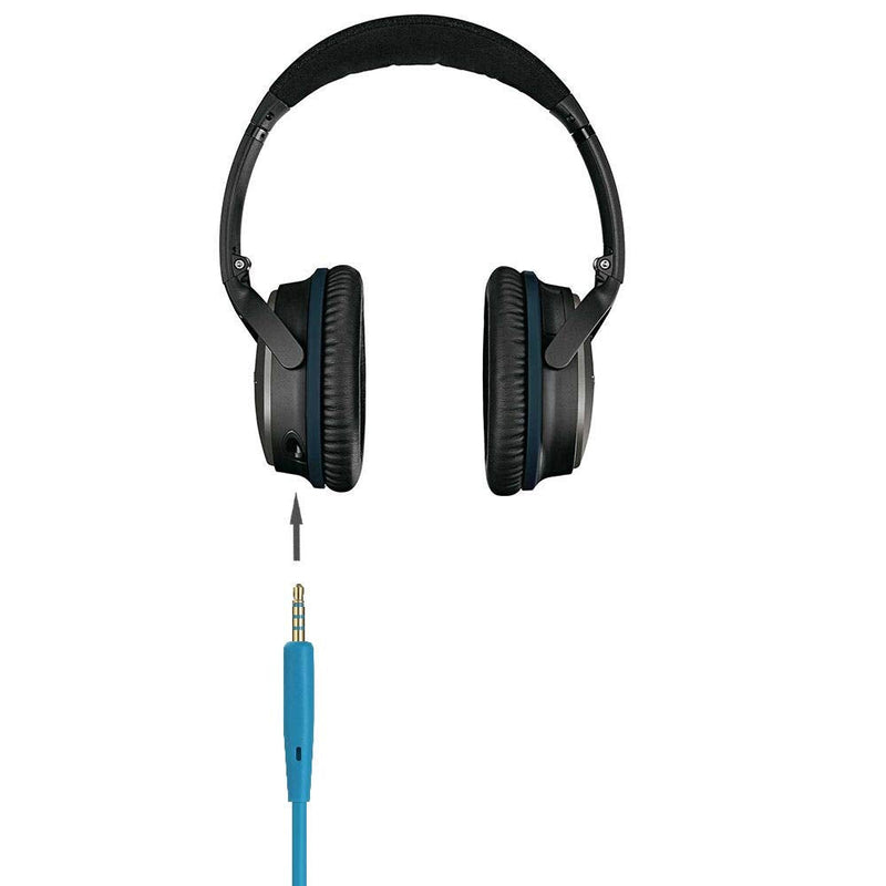 Earla Tec Replacement Audio Cable Cord Extension Wire for Bose QuietComfort QC25 QC35 Headphones with in line Mic Volume Control (Blue) Blue