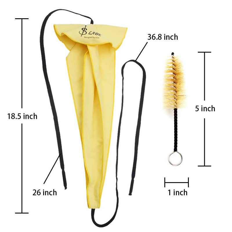 Sax/Saxophone Cleaning Kit for Sax Clarinet Horn And Wind Instrument maintenance Care, 1 Cleaning Cloth Swab Rag,1 Mouthpiece Brush,Yellow.