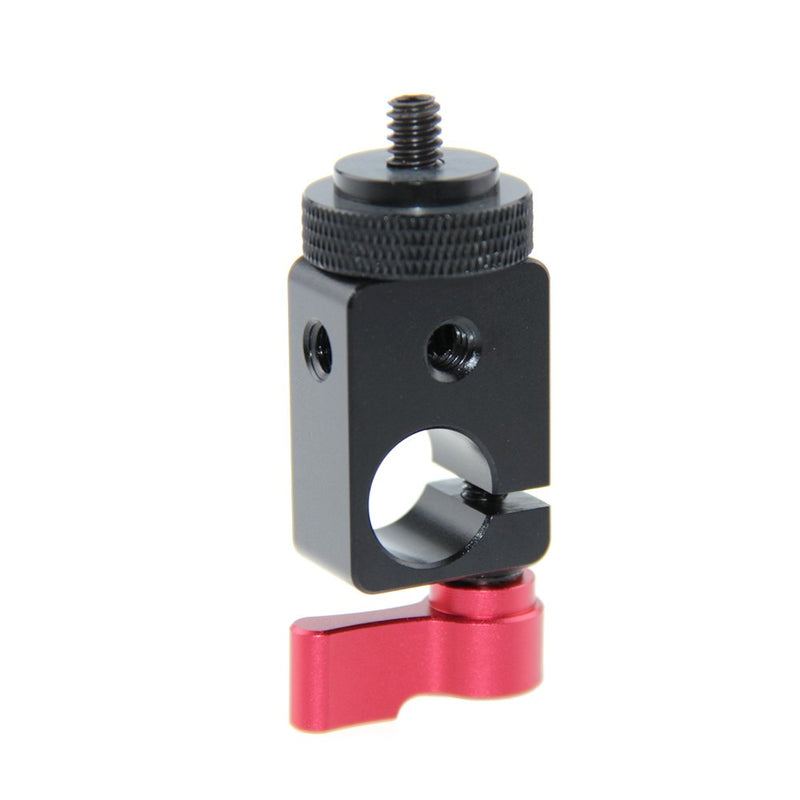 CAMVATE Single Rod Clamp 15mm with 1/4" Mount Screw Adapter (M5 Rotating Knob-Red)