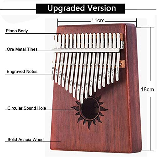 Kalimba 17 Keys Thumb Piano, Thumb Pianos，Portable Mbira Thumb Piano Easy to Learn Portable Finger Piano Gifts for Kids and Adults, with Study Instruction and Tune Hammer