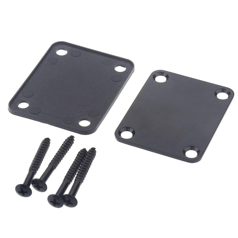 Musiclily Metal Neck Mounting Plate for Fender Guitar or Bass,Black Black