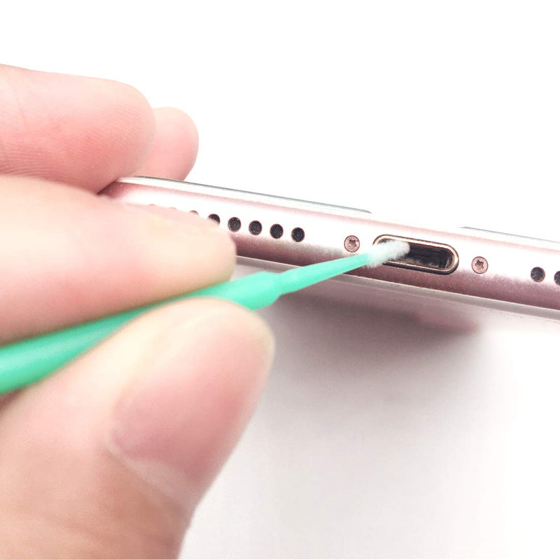 100 Pack Phone Charge Port Cleaning Tool kit,Bendable Mini Soft Round Brushes Cleaner Compatible with iPhone 11 Pro Speaker Tablet Camera Laptop Computer Smartphone Green
