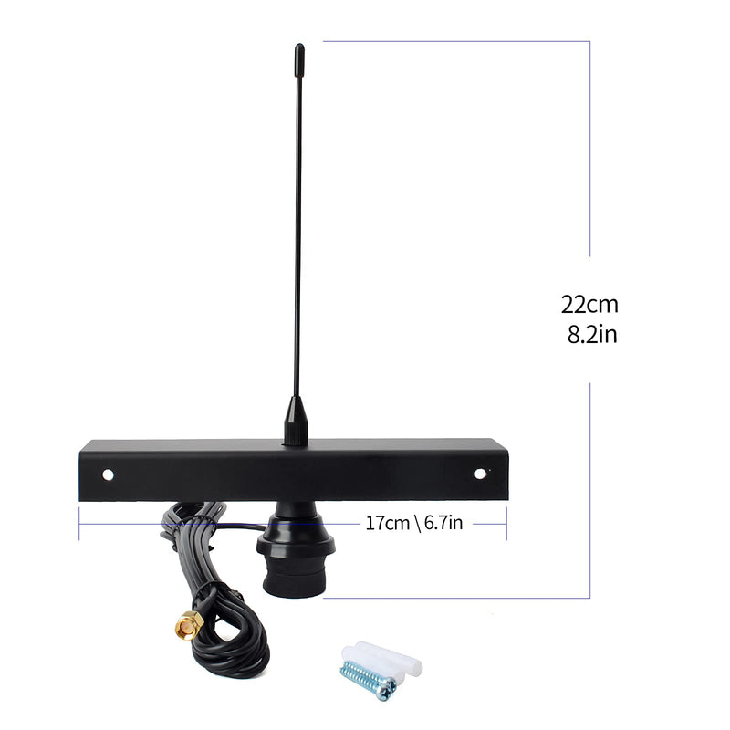 HYSHIKRA 433Mhz 8.2inch 2dBi Mini Whip 50W SMA-Male Antenna with 3Meter 9.8ft RG174 Cable and Antenna Installation Mount Bracket for Signal Booster Wireless Repeater