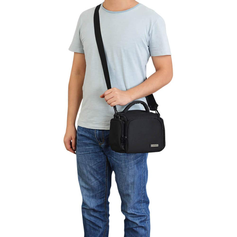 CADeN Compact Camera Shoulder Crossbody Bag Case Compatible for Nikon, Canon, Sony SLR/DSLR Mirrorless Cameras and Lenses Waterproof Black Small