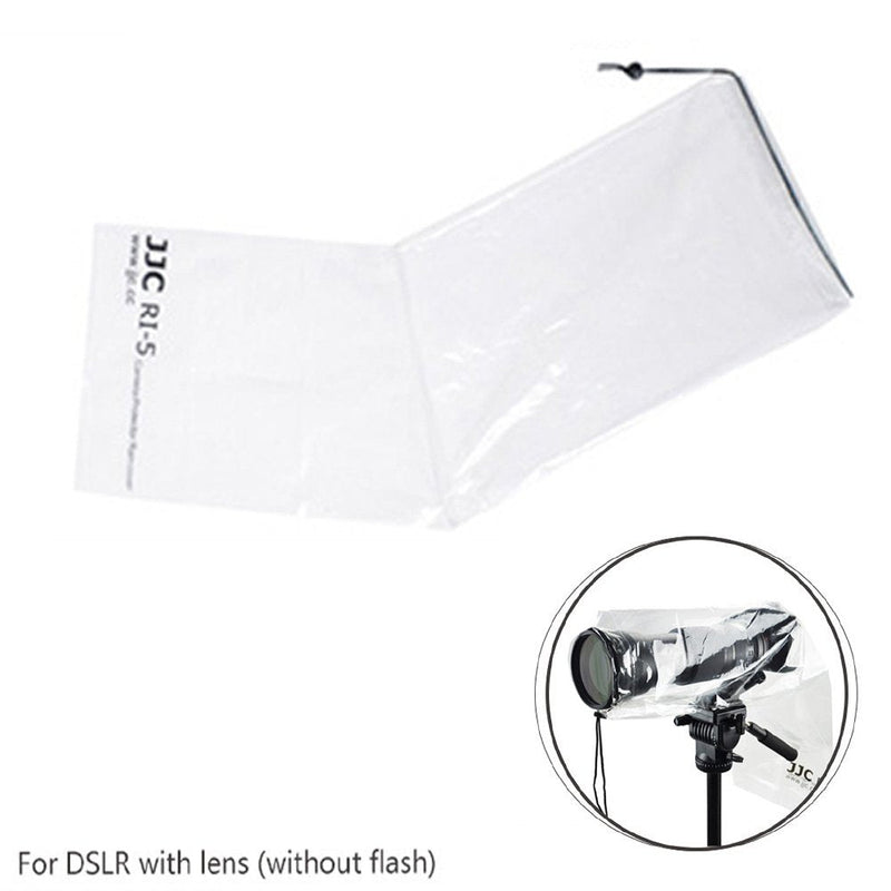 DSLR Camera Rain Cover JJC Rain Coat Sleeve Protector for Canon Nikon Fujifilm Sony Olympus Panasonic Tamron Sigma with a Lens up to 18" PE Material Totally See-Through -4 Pack 4-Pack