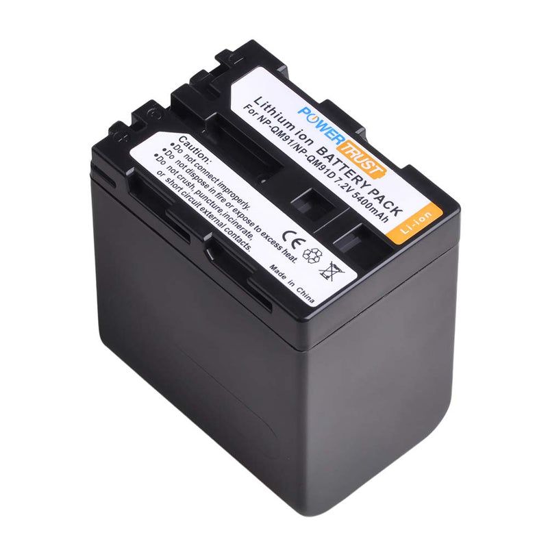 PowerTrust 1Pack 5400mAh NP-QM91D QM91D Battery and LCD USB Charger for Sony NP-QM71D NPQM91D NP-FM50 NP-QM71 NP-FM70 NP-FM90 CCD-TRV328 338 DCR-DVD300 301 DCR-HC14 DCR-PC105 330E DCR-TRV70 80 250 260