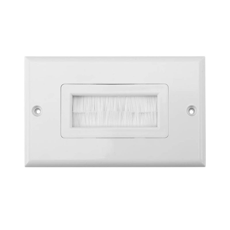 RLECS 1-Pack White Brush Wall Plate Single Port Multipurpose Outlet Cover Wall Mount Panel for Multimedia HDMI HDTV Speaker Wires