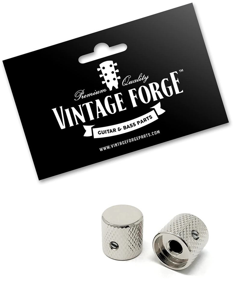 Vintage Forge Nickel Flat-Top Barrel Knobs for Fender Telecaster Guitar and Precision P-Bass (Set of 2) 1/4 Inch Solid Shaft BK30US-NKL