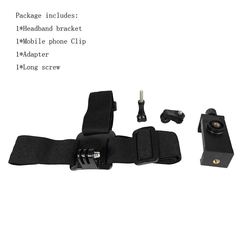 [AUSTRALIA] - Head-Mounted Mobile Phone Holder,First-Person View Video Outdoor Live Shooting Bracket with Phone Clip(4"-7") for iPhone Samsung Smartphones and GoPro Insta360 Sony DJI Action Camera Head Mount Strap 