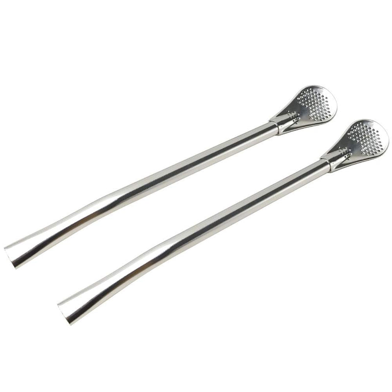 [AUSTRALIA] - GFDesign Yerba Mate Bombilla Gourd Drinking Filter Straws 304 Food-Grade 18/8 Stainless Steel - Set of 2 with 2 Cleaning Brushes - 7" Long 7" 