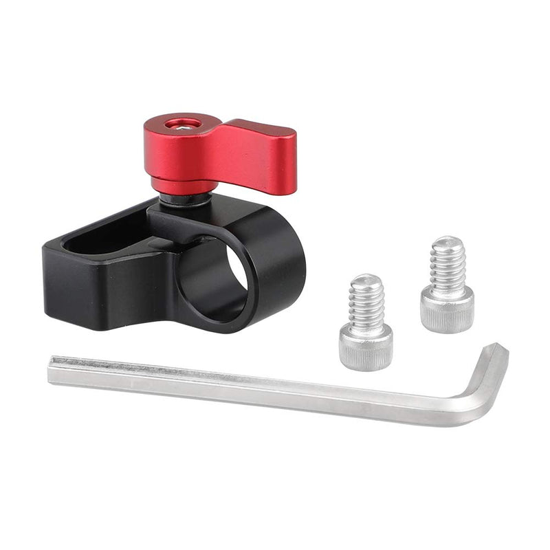 CAMVATE 15mm Single Rod Clamp Extension Adapter Install on Two 1/4-20 Thread Hole for Camera DIY Accessory(Red Knob)