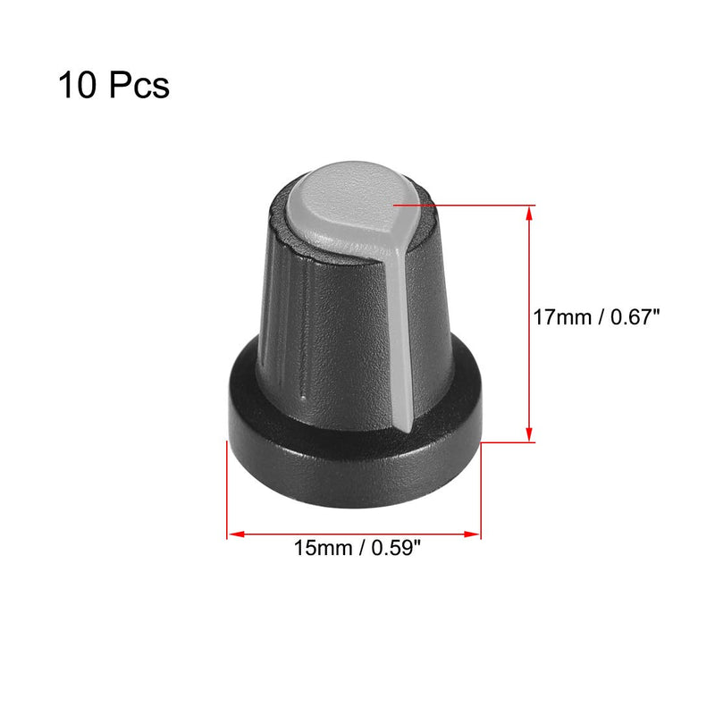 uxcell 10Pcs 6mm Shaft Hole Knob for Speaker Effect Pedal Amplifier Potentiometer Knob Grey Mark Gray