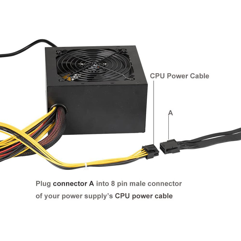 [AUSTRALIA] - OwlTree 2 Pack EPS12V CPU 8 Pin Female to CPU ATX 8 Pin and ATX 4 Pin Male Power Supply Extension Cable EPS 12V for Motherboard 10.6 inch 