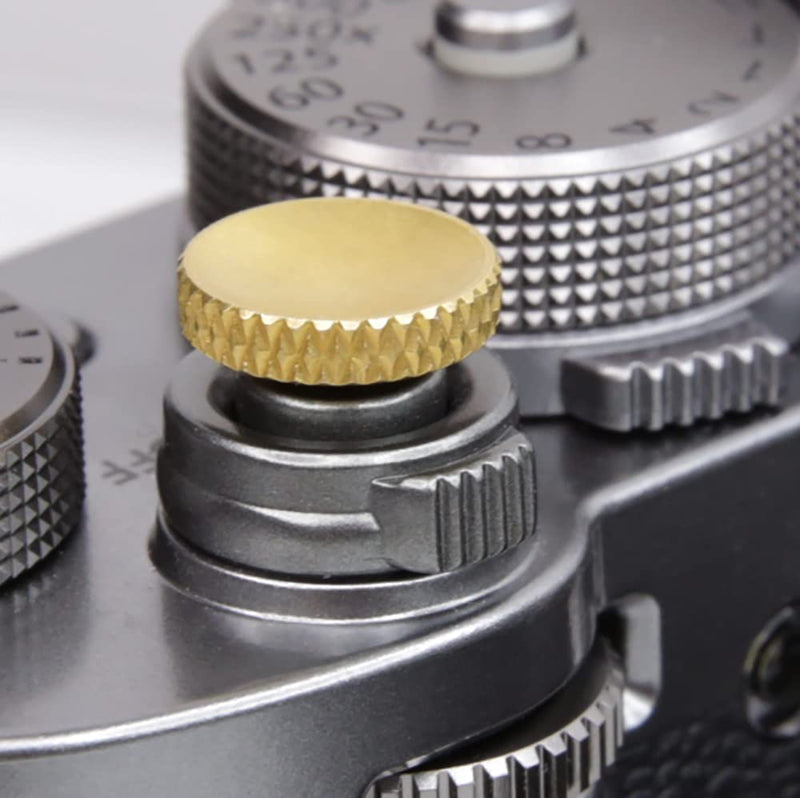 Foto&Tech Soft Shutter Release Button Compatible with Fuji X-T20 X-T10 X-T3 X-T2 X-PRO2 X-PRO1 X100F X100T X100S X30 X-E2S Sony RX1RII RX10 IV III II Lecia M10 M9 Nikon Df F3 (2 Pieces, Gold +Ridges) 2 Pieces Gold Ridged