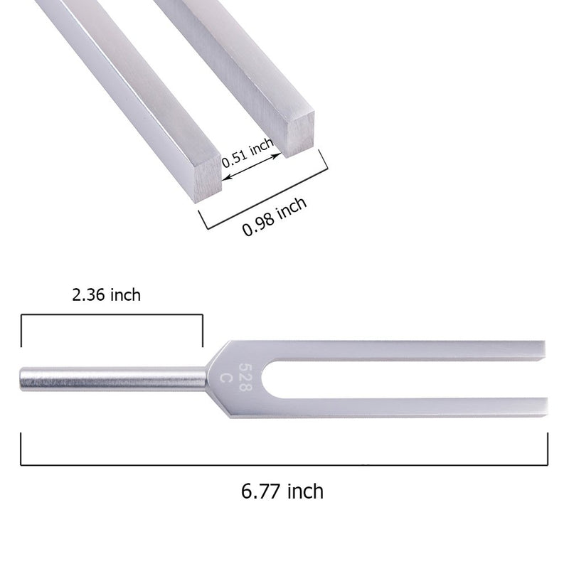 QIYUN Tuning Fork, 528 Hz Tuning Fork with Silicone Hammer and Cleaning Cloth Solfeggio Tuning Fork for DNA Repair Healing and Perfect Healing Musical Instrument