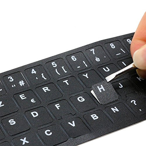 [2PCS Pack] HRH Cangjie Chinese Taiwanese Keyboard Stickers,PC Keyboard Stickers Black Background with White Lettering for Computer WhiteFont-cangjie