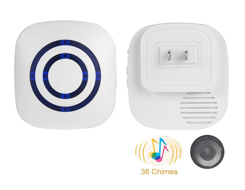 ENEGG Wireless Home Security Driveway Alarm, Entry Alert, Visitor Door Bell Chime with 1 Plug-in Receiver and 2 PIR Motion Sensor Detector Alert System, Quality Sound and LED, 38 Melodies