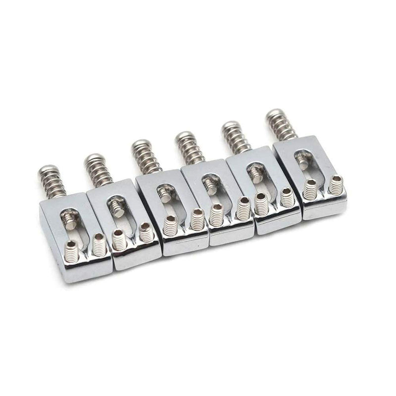 MUPOO 6PCS Tremolo Guitar Bridge Saddles for Fender Strat Stratocaster Tele Telecaster Electric Guitar Replacement Accessories (Silver)