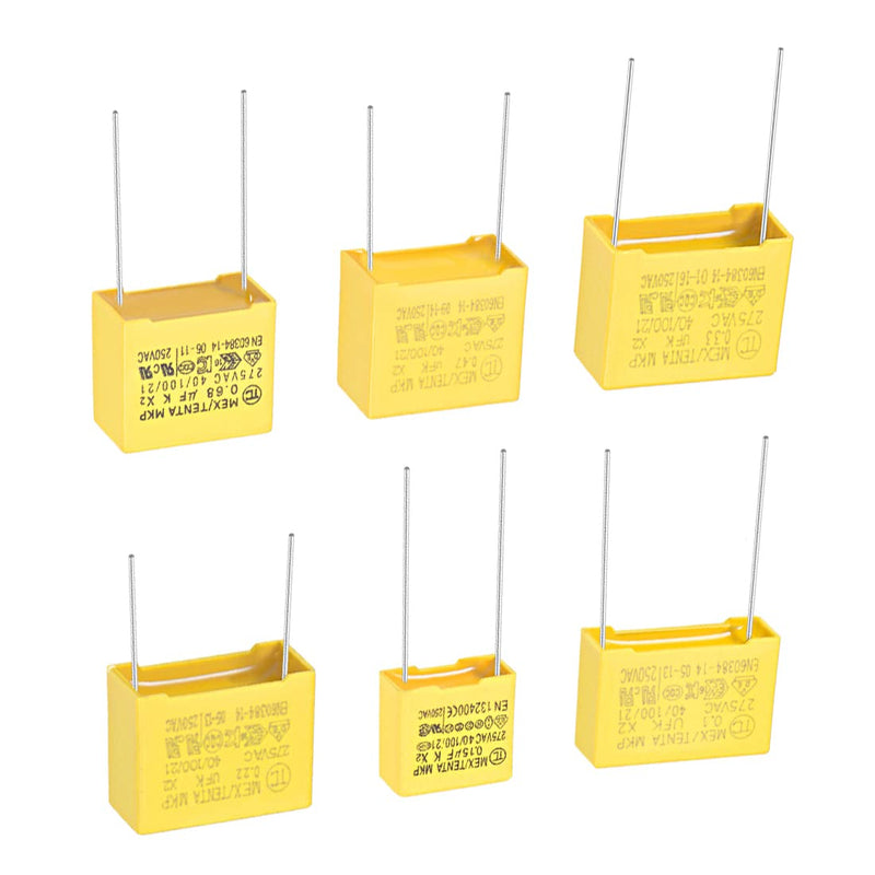 [AUSTRALIA] - uxcell Polypropylene Safety Capacitors Kit DIP 275VAC X2 MKP 6 Value - 0.1uF 0.15uF 0.22uF 0.33uF 0.47uF 0.68uF 60 Pcs 