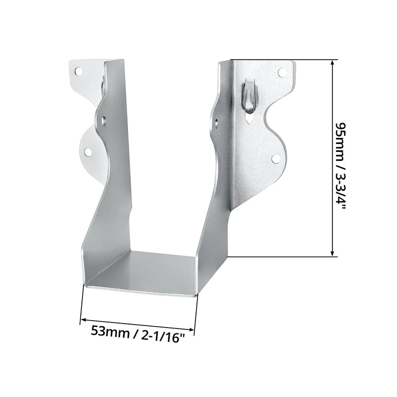 QWORK 20 Gauge Galvanizing Coating Steel Joist Hanger with 2” X 4” Joist for Wood, 5 Pack 2" x 4"