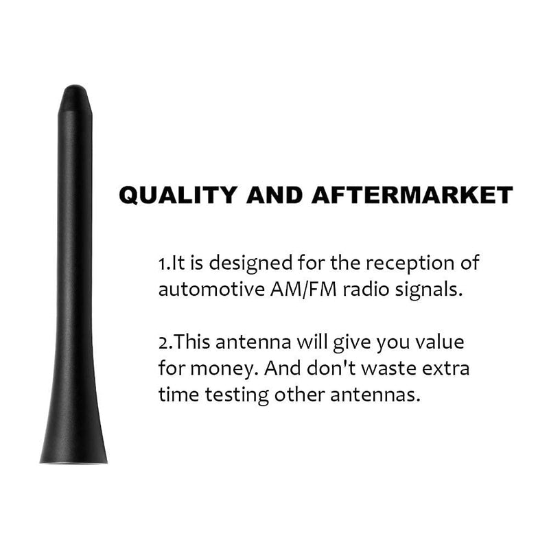 KSaAuto Short Antenna for Ford Mustang Convertible 2015 2016 2017 2018 2019 2020 2021-5 Inches Black Aluminum Antenna - Designed for Optimized Car Radio Reception