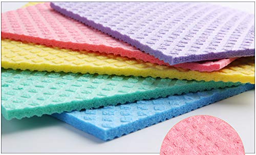 Sold_By_Cheapnwork Reusable Cleaning Cellulose Sponge Cloths Absorbent Wipes Clean Kitchen Car Dish Eco-Friendly Dishcloth Hand Towel Auto - 1pack (5pcs) 1 pack (5pcs)