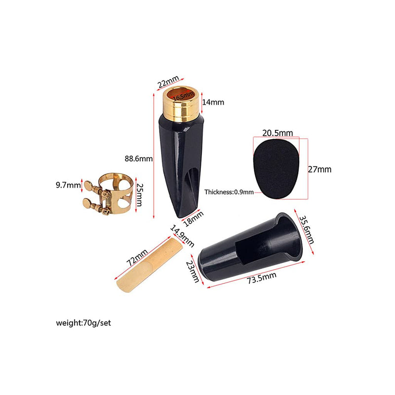 Alnicov Tenor Sax Saxophone Mouthpiece Plastic with Cap Metal Buckle Reed Mouthpiece Patches Pads Cushions