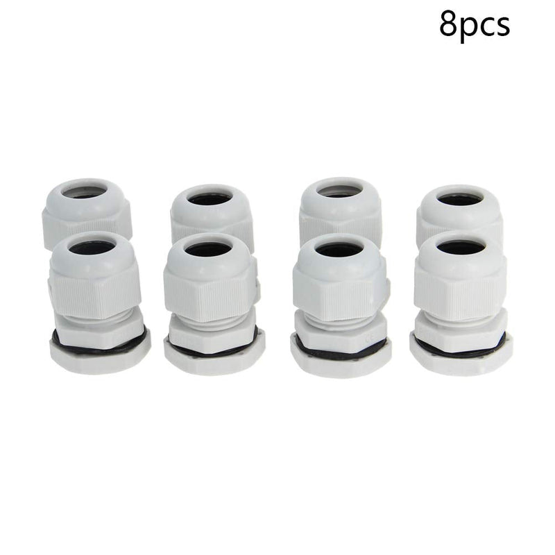 Fielect PG13.5 Cable Gland 8Pcs Plastic Waterproof Cable Glands Joints Adjustable Connector White for 6-11mm Dia Cable