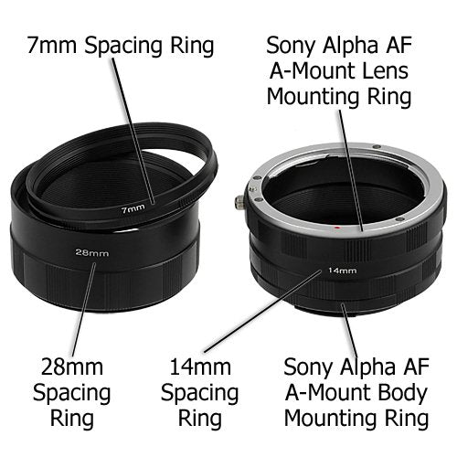 Fotodiox Macro Extension Tube Set Compatible with Sony A-Mount (Minolta AF) Cameras for Extreme Macro Photography Single