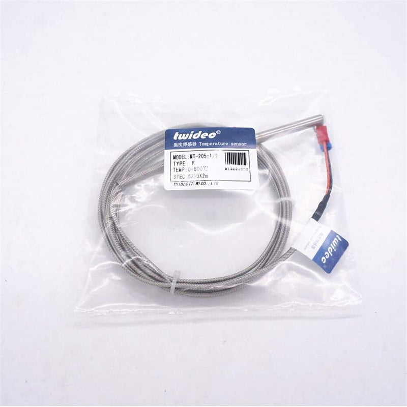 Twidec/2M NPT 1/2"inch (6X50MM) Pipe Thread Temperature Sensor Probe Two Wire Temperature Controller (0~600℃) 304 Stainless Steel K Type Thermocouple MT-205-1/2 1/2" 6x50mm