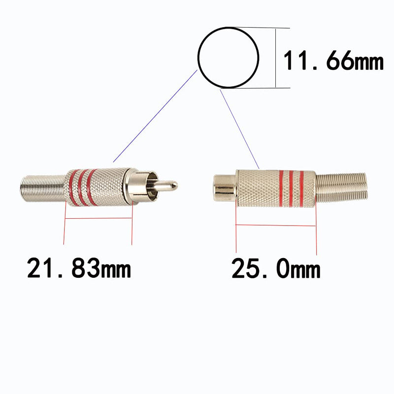 rgzhihuifz RCA Stereo Connector Plug with Spring Coax Audio Solderless Silver Plated Adapter for Repair Speaker Cables（8 Pack ）