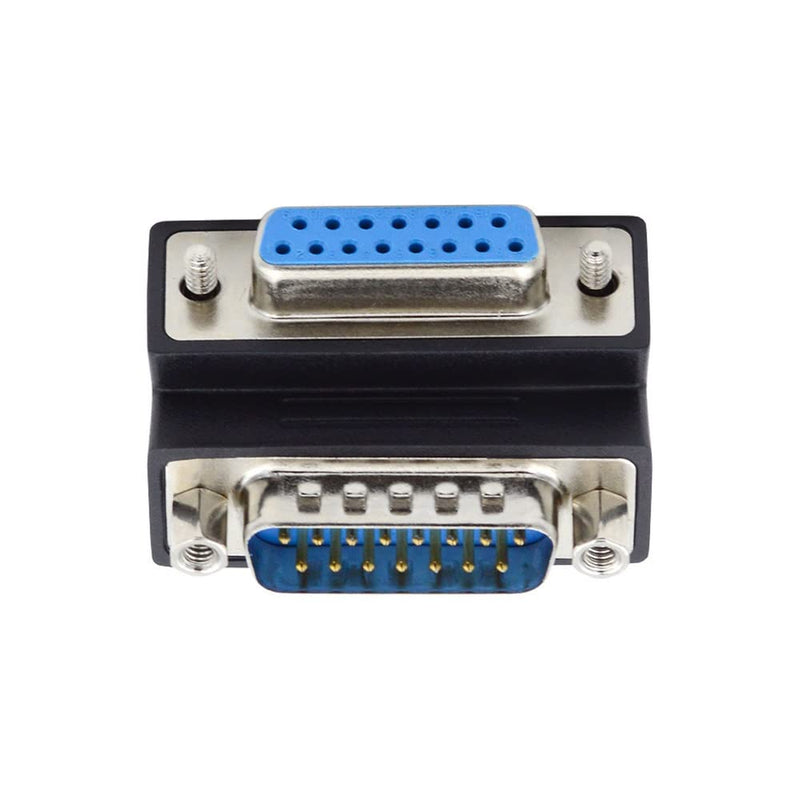 xiwai DB15 Serial Adapters D-SUB 15-pin RS232 D-subminiature Adapter Male to Female with Screw Nuts DB Connector Up 90 Degree Angled Up Angled