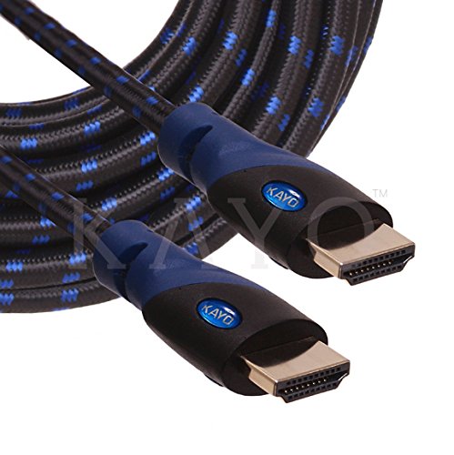 4K HDMI Cable -KAYO High Speed HDMI 2.0b Cable 18Gbps[Supports 4K HDR,3D,2160P,1080P,Ethernet]-Braided HDMI Cord-Audio Return(ARC),Xbox360,PS4/PS3,Apple TV,Roku+Bonus CABLE Tie,Blue BLK (10FT -2 Pack) 10FT -2 Pack
