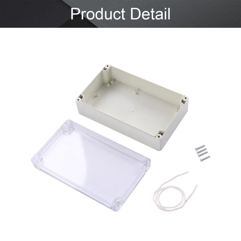 Fielect Junction Box ABS Plastic Dustproof Waterproof IP67 Universal Electrical Project Enclosure with PC Transparent Clear Cover 7.87" x 4.72" x 2.20" 200x120x56mm