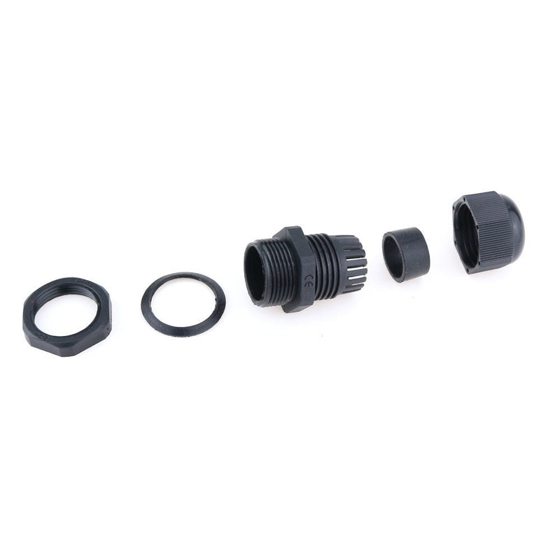 Hilitchi 60 Piece Nylon Plastic Waterproof Adjustable 3.5-13mm Cable Glands Joints Cable Gland - PG7, PG9, PG11, PG13.5, PG16 Black-60pcs