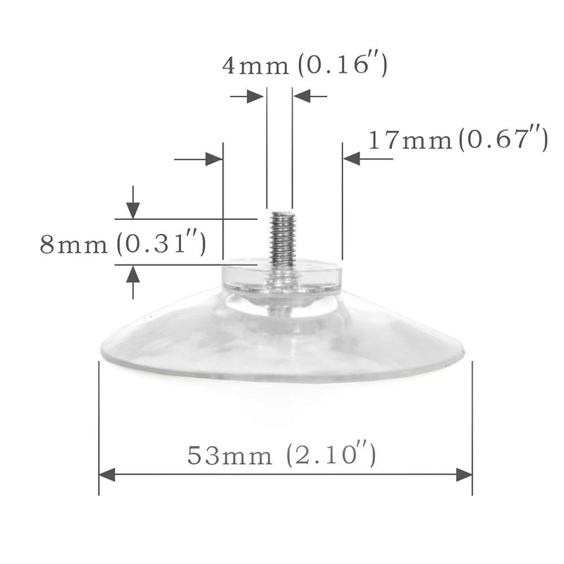 M4 Thread Transparent PVC Suction Cup With Screw Hook 2 Inch Diameter Butterfly Wing Nut Clear Sucker, 6 PCS (Recommended)