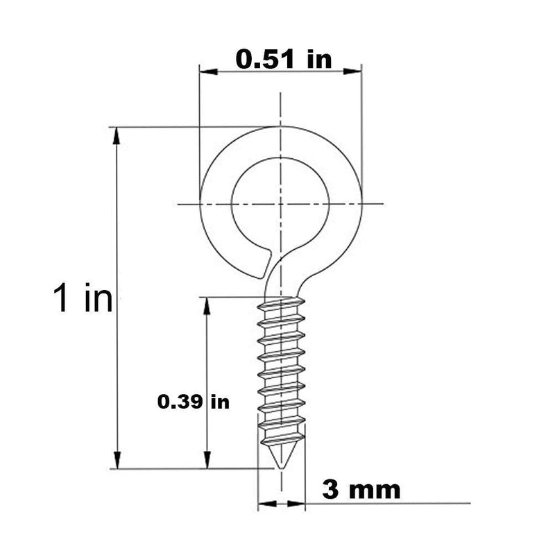 Silver 1 inch Screw Eyes Metal Eye Hooks Small Eyelet Screws, 100 Pcs Silver