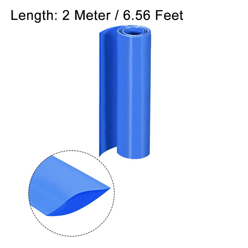 uxcell PVC Heat Shrink Tube 200mm Flat Width Wrap for Dual Layer 18650 2 Meter Blue