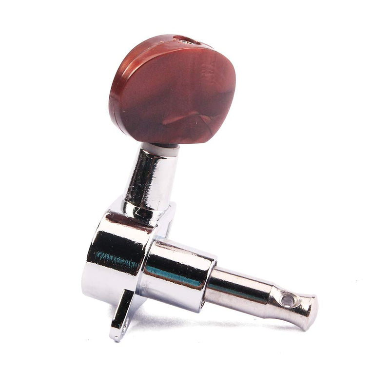 Alnicov 3L3R Enclosed Tuning Pegs Machine Head Tuners Amber Plastic Buttons For Electric Or Acoustic Guitar,Chrome