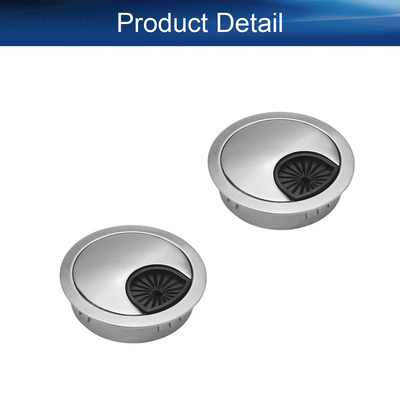 Yinpecly 2pcs Metal Desk Grommet for Wire Organizer Fits 1.97"/50mm Hole Cable Grommet Desk Hole Cover Silver for Office Computer Table Wire Cord Cable Managing&Hiding fit 50mm dia hole