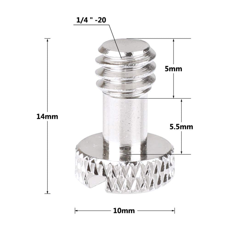 CAMVATE 1/4"-20 Slotted Screw for Quick Release Plate (2 Pieces)